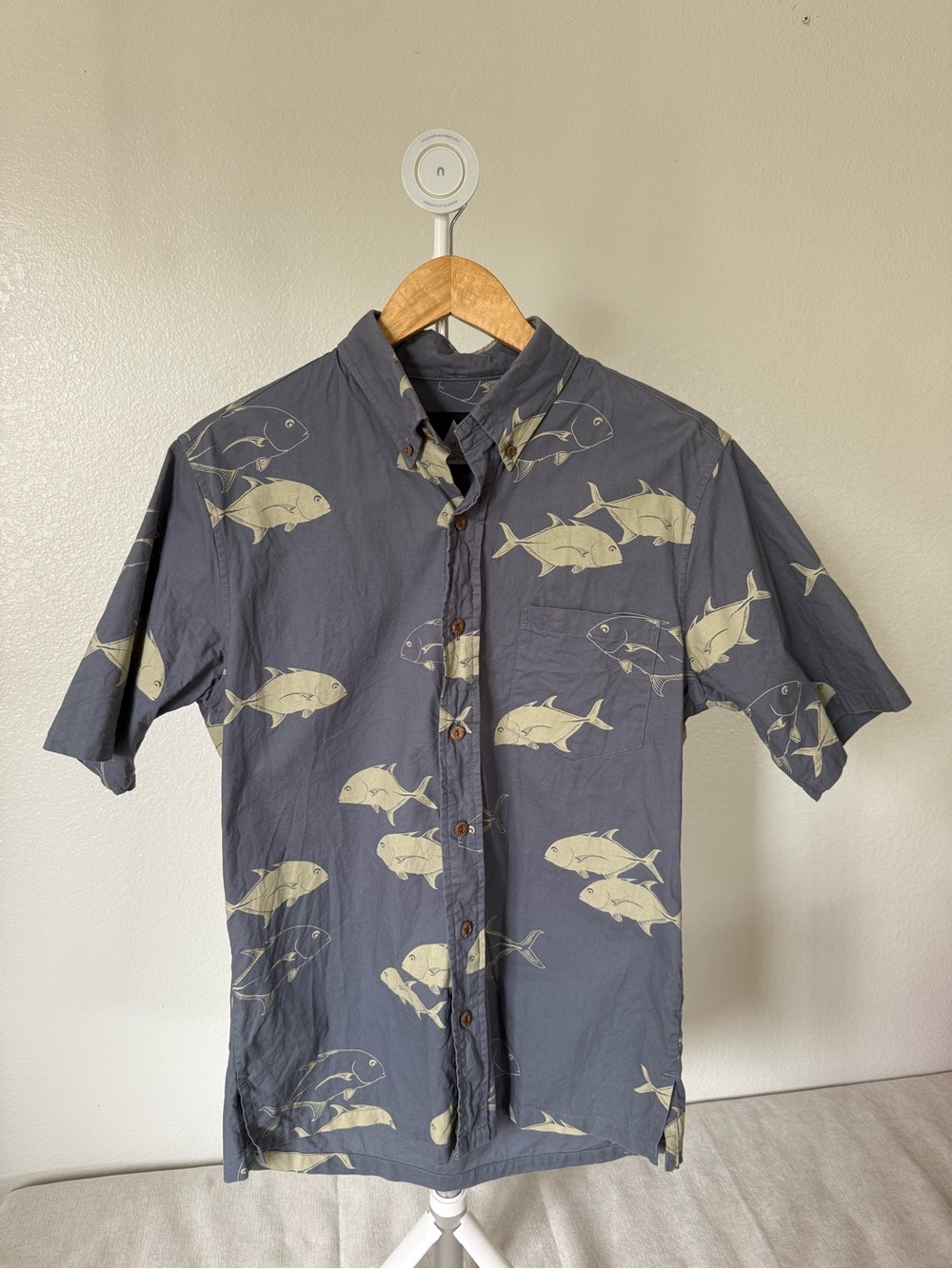 SIG ZANE DESIGNS-Men's Short-Sleeve Fish Print Button-Down Shirt - Charcoal